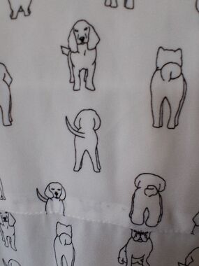 Jane + Delancey Dog Print Roll-Tab Button-Up Blouse White Size 3XL